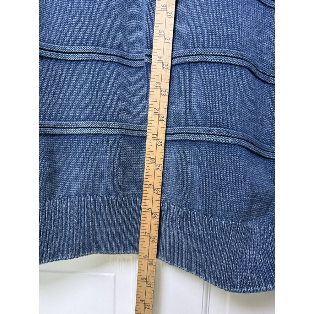 Johnston & Murphy Men’s Faded Blue Indigo Cotton Striped Sweater Size Large - Picture 9 of 10